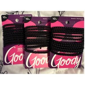 NEW‎ Goody Slide Proof Stayput Black Hair Elastics, 10ct x3